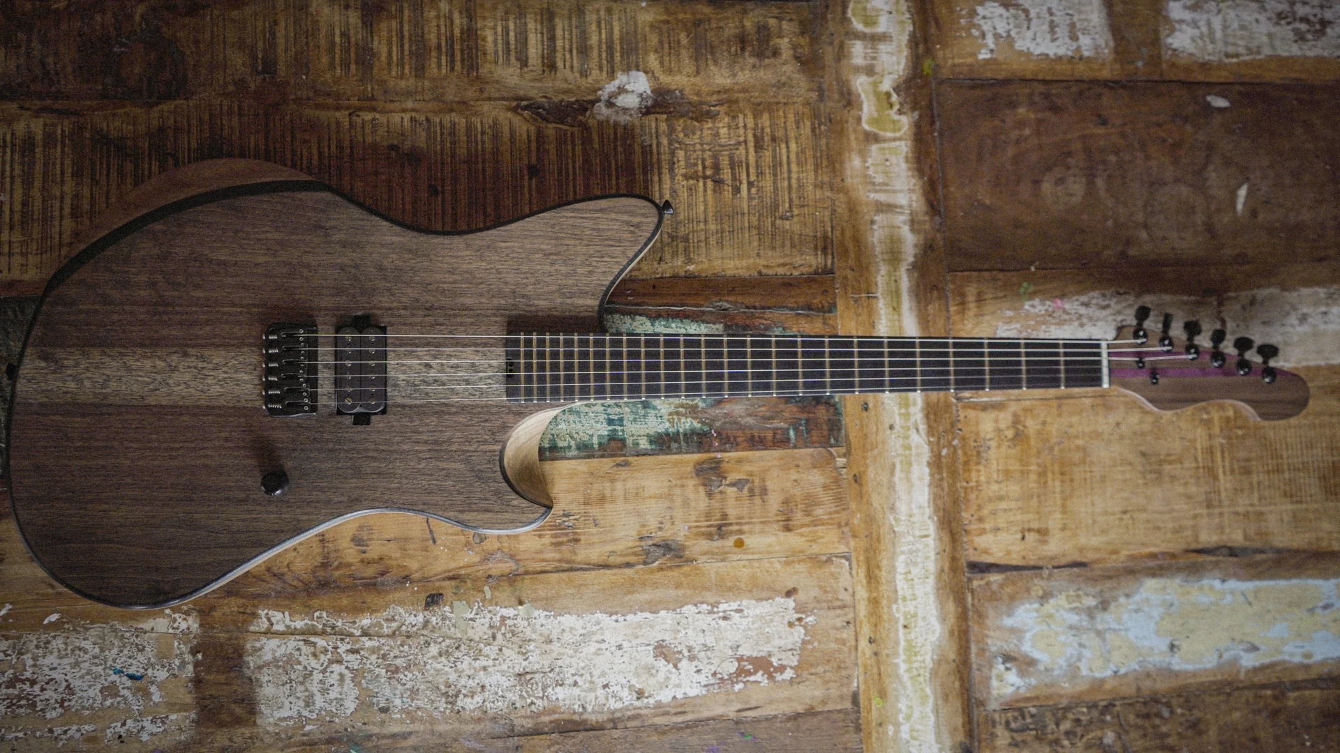 Handcrafted wooden electric guitar by Evan Hall